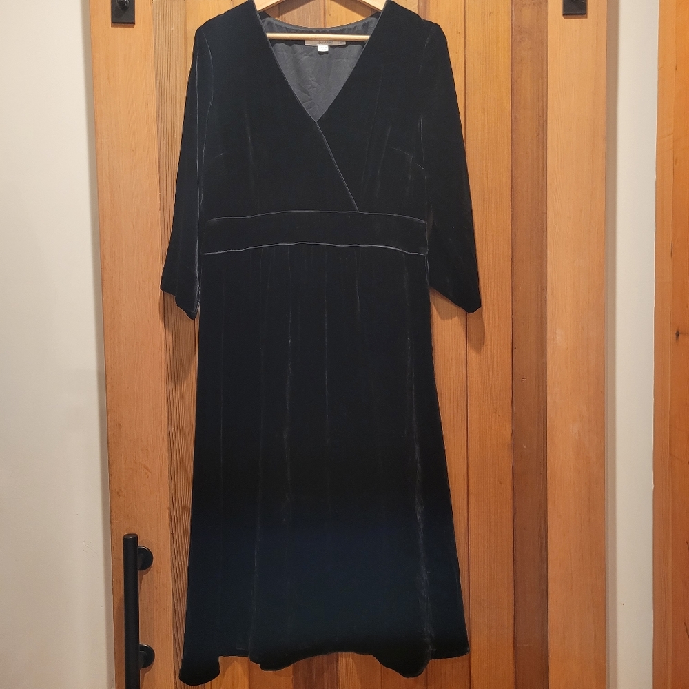 Boden black velvet dress